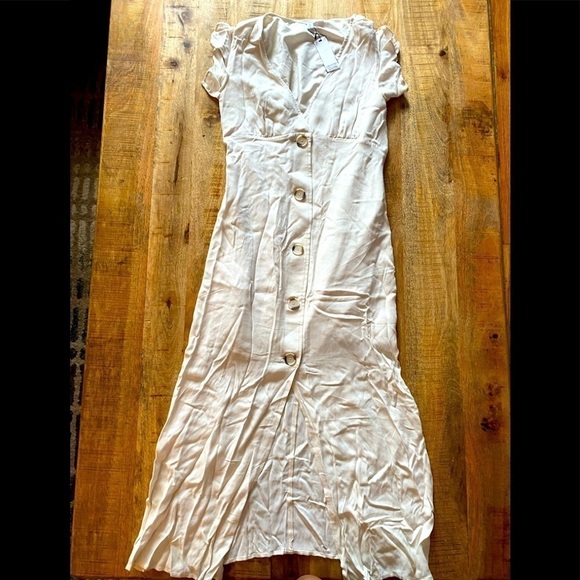 99. BB DAKOTA size 6 long button up dress bone ivory off white short sleeve NEW - Picture 1 of 5